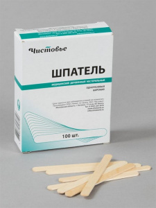 Шпатель деревянный в коробке, 100 штук, узкий