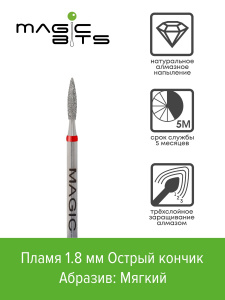Алмазное пламя 1.8мм Острый кончик мягкая, Арт:НАПлК18