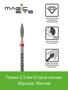 Алмазное пламя 2.3мм Острый кончик мягкая, Арт:НАПлК23