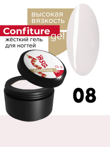 BSG Жёсткий гель для наращивания Confiture №08 ВЫСОКАЯ ВЯЗКОСТЬ - Молочный с розовым отливом 13г