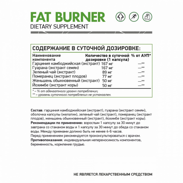 NaturalSupp Бад к пище "Фатбернер" 60 капс. (Комплексная пищевая добавка)