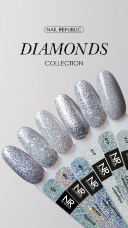 NR-417 Diamonds гель-лак, Мерцающий серый (10 мл)