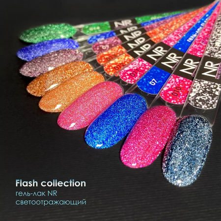 NR Flash 14 гель-лак светоотражающий, Зеленый (10 мл)